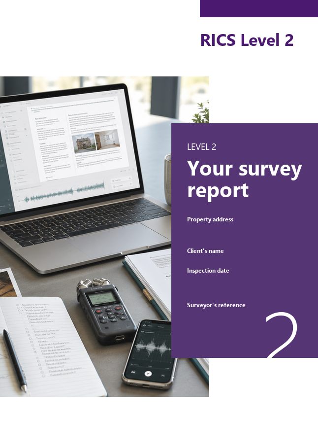 Example Level 2 survey report cover for RICS report drafting support